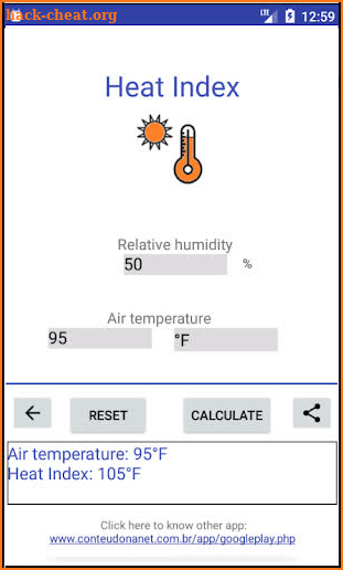 Wind Chill - Heat Index - Calculator screenshot