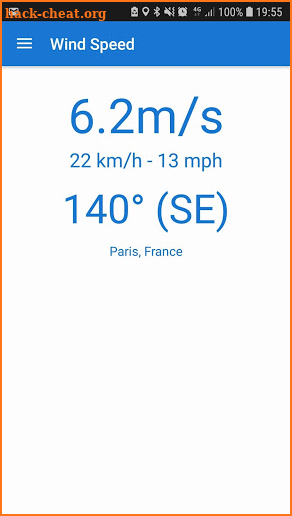 Wind speed and direction screenshot