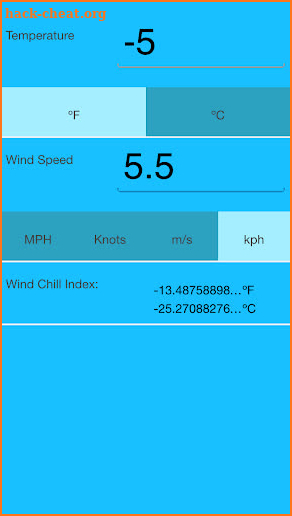 Windchill Calculator screenshot