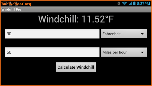 Windchill Calculator Pro screenshot