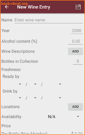 Wine Journal screenshot