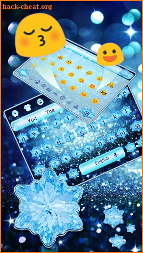 Winter Blue Diamond Snowflake Keyboard screenshot