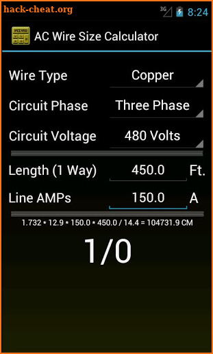 Wire Size Calculator screenshot