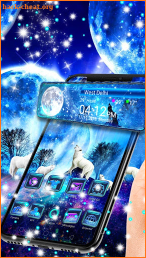 Wolf Galaxy 3D Glass Tech Theme🐺 screenshot