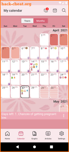 WomanLog Period Calendar screenshot
