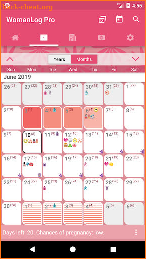WomanLog Pro Calendar screenshot