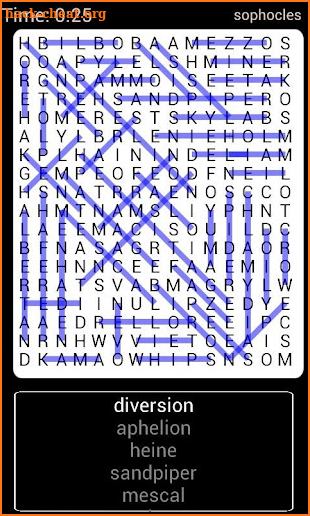Word search puzzle screenshot