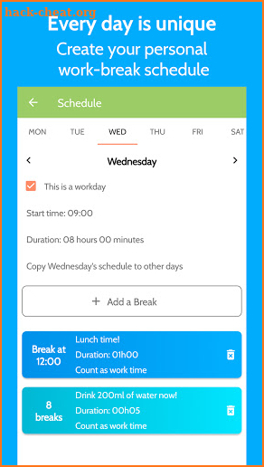 Work Break - Break Reminder, Timer and Scheduler screenshot
