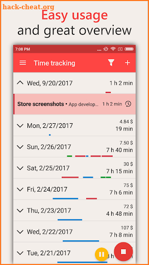 WorkingHours — Time Tracking / Timesheet screenshot