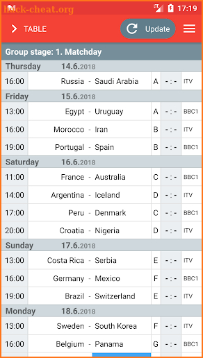 World Cup 2018 - football fixtures and live scores screenshot
