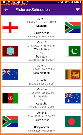World Cup 2019 Schedule Time Table Score screenshot