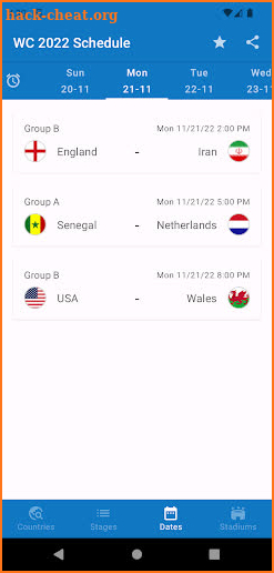 World Cup 2022 Schedule screenshot