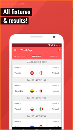 World Cup App 2018 - Live Scores & Fixtures screenshot