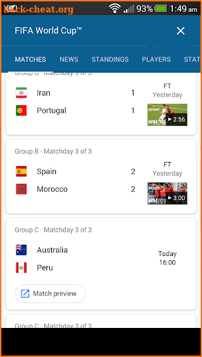 World Cup Live Score screenshot
