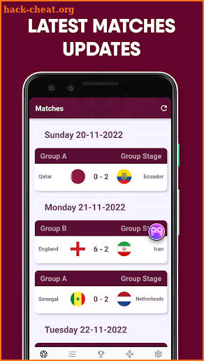 World Cup Qatar Livescore screenshot