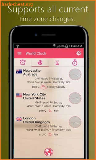 World Time Zone Clock screenshot