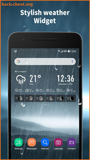 World weather widget& moon phrase information screenshot