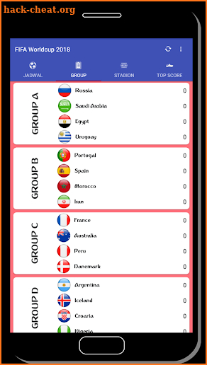 Worldcup 2018 Schedule screenshot