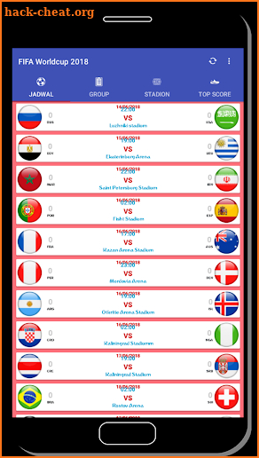 Worldcup 2018 Schedule screenshot