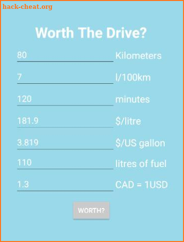 Worth The Drive (Gas Calculator) screenshot