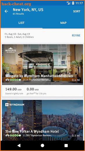 Wyndham Rewards screenshot