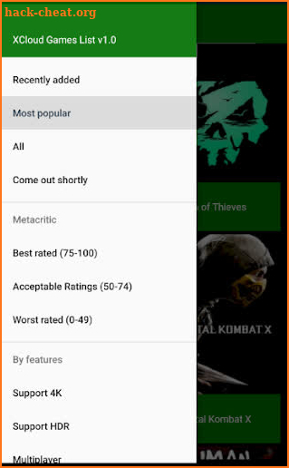 XCloud Games List screenshot