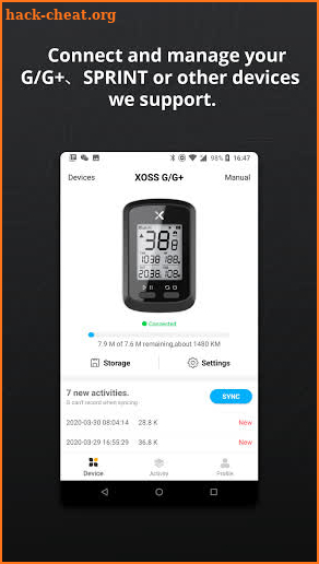 XOSS-cycling computer connection screenshot