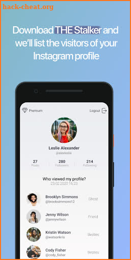 XProfile Stalk -Who viewed my profile on Instagram screenshot
