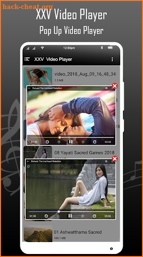 XXV Video Popup Player - free music player screenshot