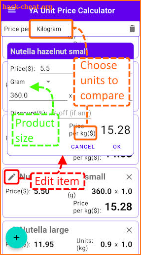 YA Unit Price Calculator -SD screenshot