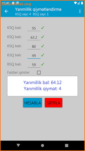 Yarımillik və İllik qiymətləndirmə screenshot