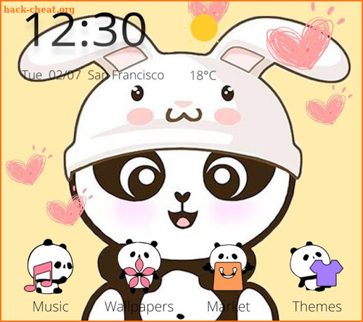 Yellow Cute Panda Bunny Theme screenshot