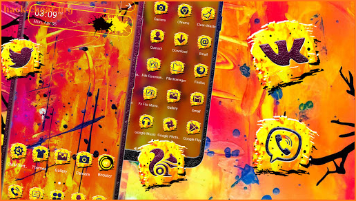 Yellow Red Painting Launcher Theme screenshot