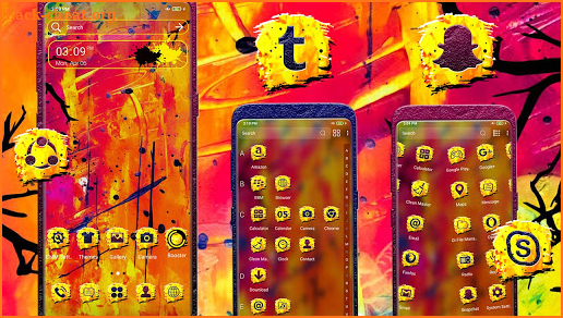 Yellow Red Painting Launcher Theme screenshot