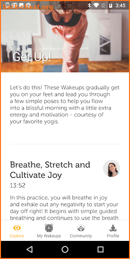 yoga wake up screenshot