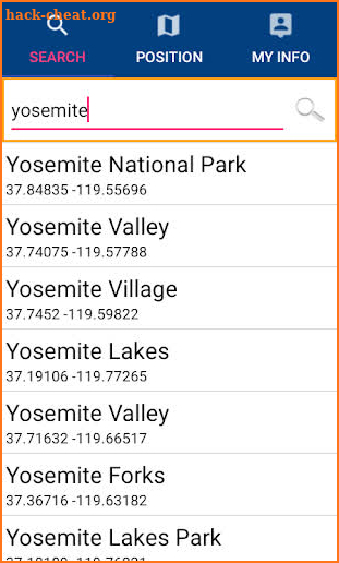 Yosemite National Park GPS Map Navigator screenshot