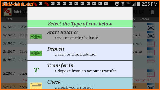 Your Accounts Checkbook screenshot