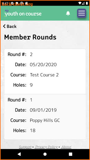 Youth on Course Member App screenshot