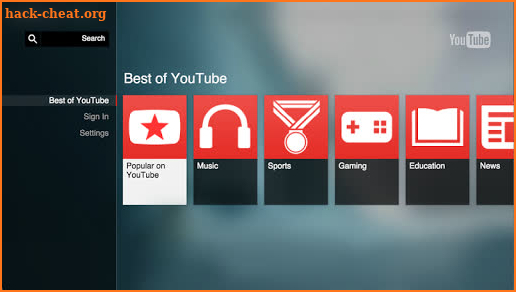 YouTube for Google TV screenshot
