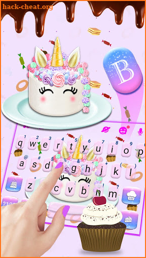 Yummy Unicorn Cake Keyboard Theme screenshot