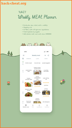 Yurit meal planner screenshot