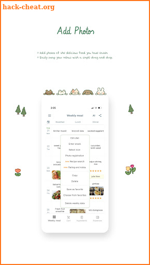 Yurit meal planner screenshot