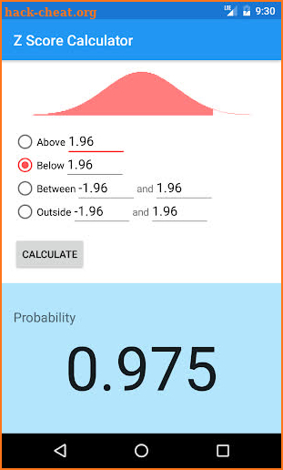 Z Score (Z Table) Calculator screenshot