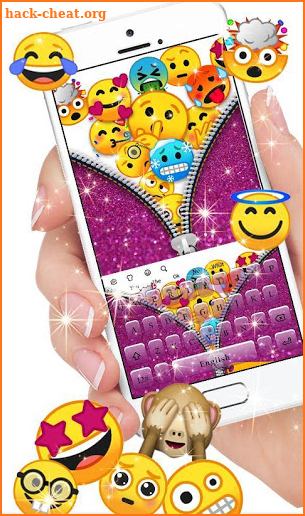 Zipper Sparkling Emoji Keyboard Theme screenshot