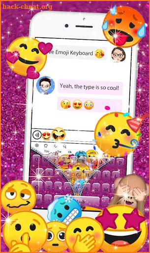 Zipper Sparkling Emoji Keyboard Theme screenshot