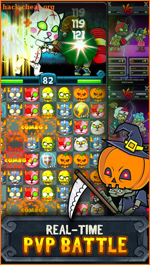 ZombiePoww: Real-time Action Puzzle Battle screenshot