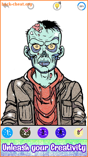 Zombies Color by Number: Horror Glitter Paint Book screenshot
