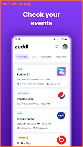 Zuddl organizer screenshot