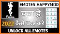All Emotes and free Happymod Dance, Skin Tool related image