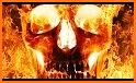 Blue Fire Flaming Skull Keyboard related image